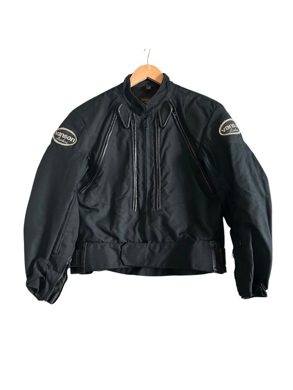 Vanson Men's Sz L Leather Motorcycle Jacket Zippered Sleeves Adjustable Straps